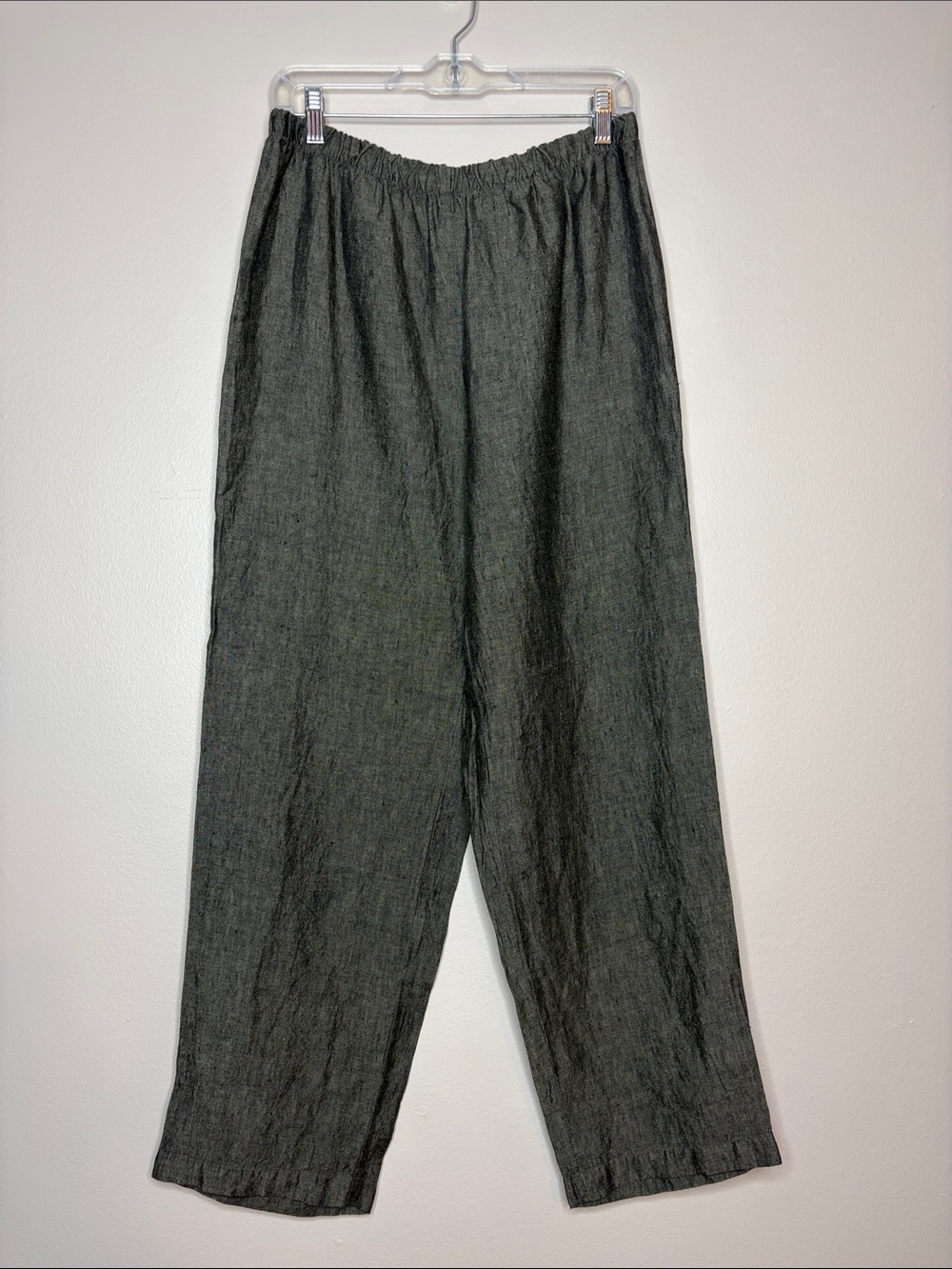 Eileen Fisher Irish Linen Pull-On Wide Leg Pants Gray MP